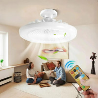 Ventilador com Luminária LED Bocal E27 – 3 Níveis de Luz e Vento, Controle Remoto, Fácil Instalação