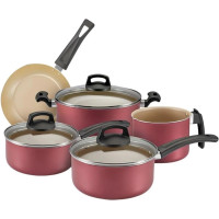 Conjunto De Panelas Antiaderente 5 Peças Com Tampa De Vidro