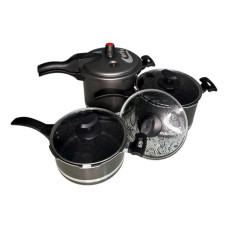 Kit 3 Panelas De Pressão Antiaderentes + Tampas De Vidro - 3 - 4,5 E 5,5l